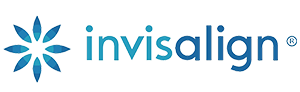 The image features a logo for Invisalign, which is a brand name associated with orthodontic treatment options.
