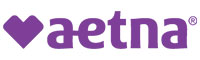 The image features a logo with the text  AETNA  in purple, against a grey background.