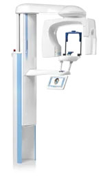 The image shows a modern dental chair with an attached digital X-ray machine, indicating that the chair is used for dental procedures involving digital radiography.